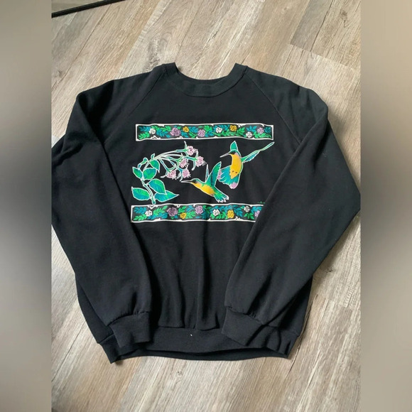 VTG Jerzees Graphic Crewneck Sweatshirt Mocking Bird Wood Pecker Multi Color XL - Picture 1 of 9